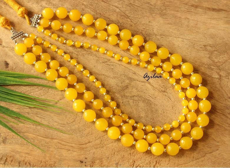 Spring Yellow agate layered gemstone handmade necklace