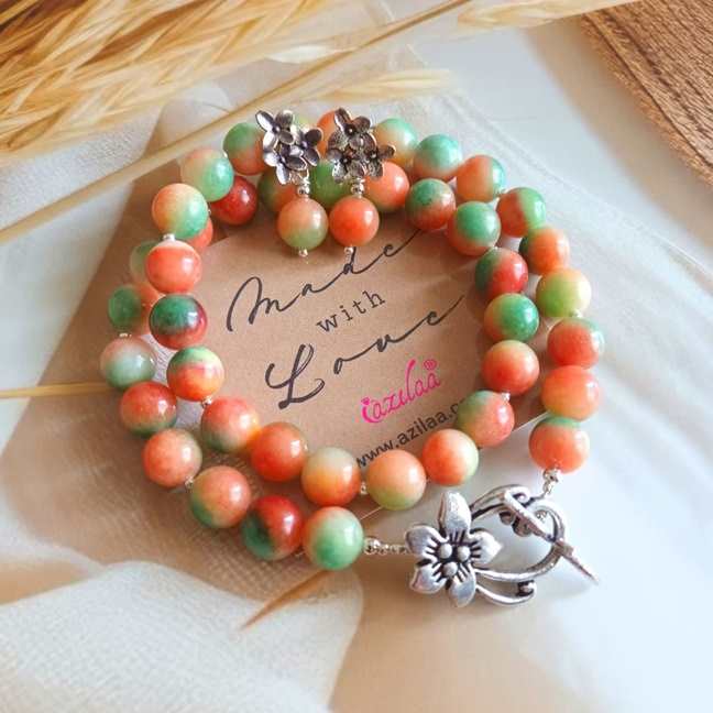 Spring colors gemstone designer beaded necklace set 