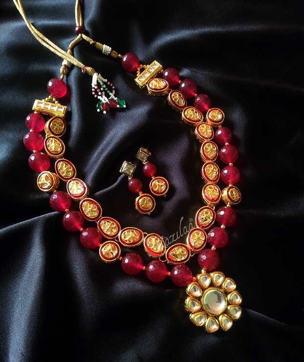 Statement Designer MAROON kundan necklace set