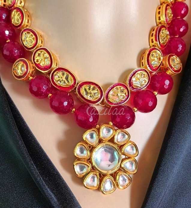 Statement Designer MAROON kundan necklace set
