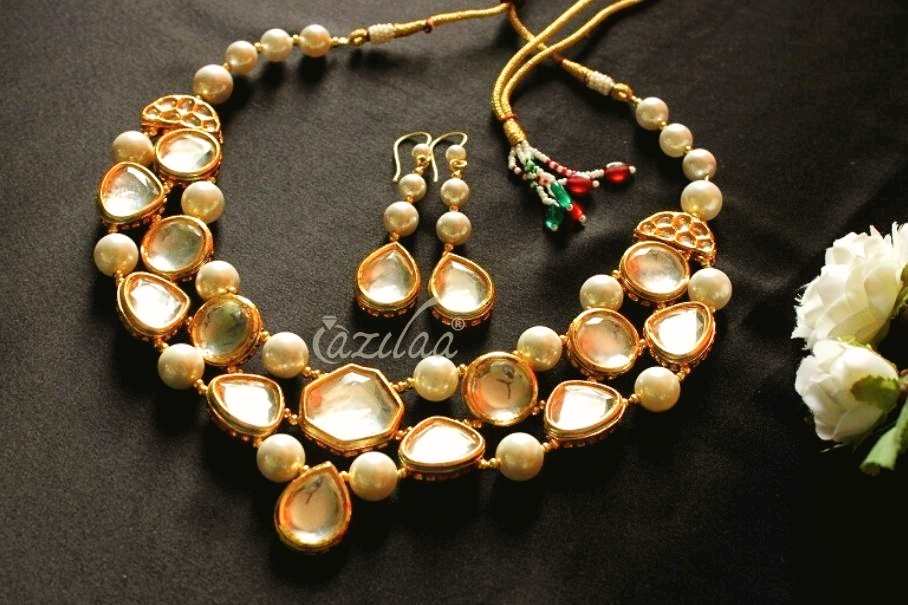 Statement Designer bib pearl kundan necklace set