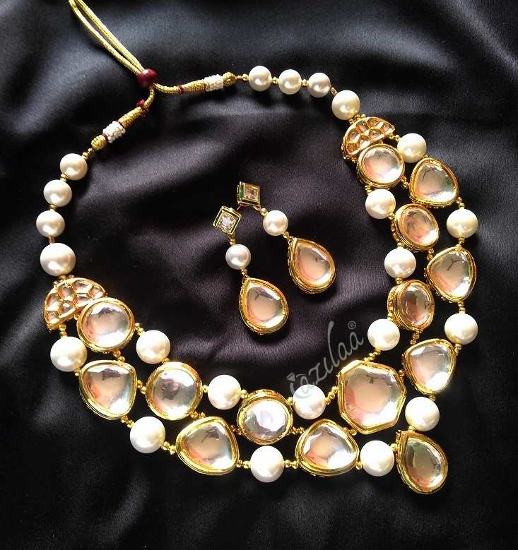 Statement Designer bib pearl kundan necklace set