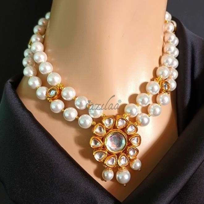 Statement Designer layered pearl kundan pendant necklace set