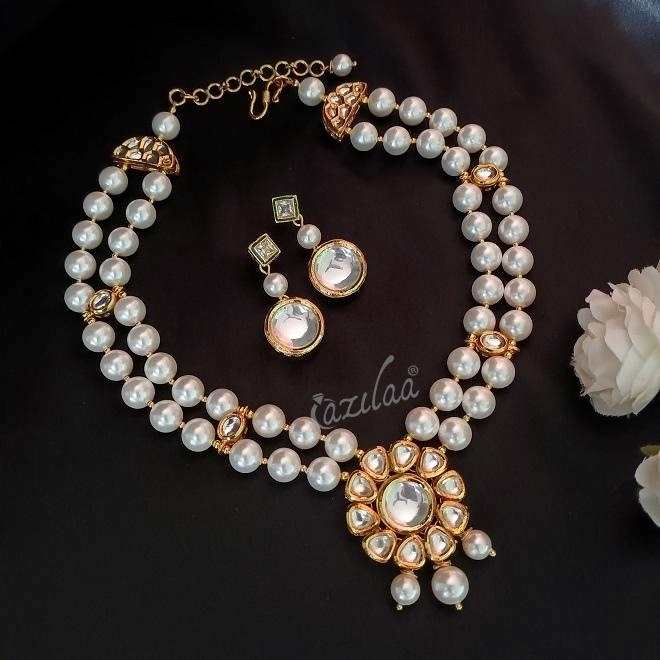 Statement Designer layered pearl kundan pendant necklace set