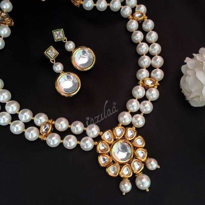 Statement Designer layered pearl kundan pendant necklace set