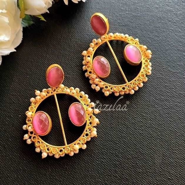 Statement Golden Pink Geometric circle earrings