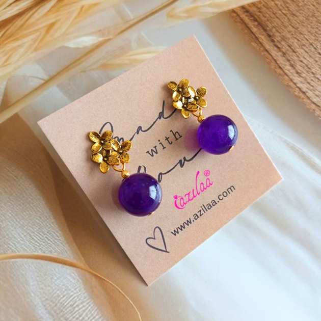 Statement Purple gemstone necklace earrings set