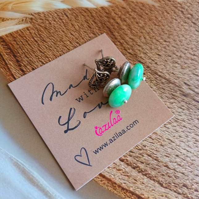 Statement Sea green gemstone beaded necklace set