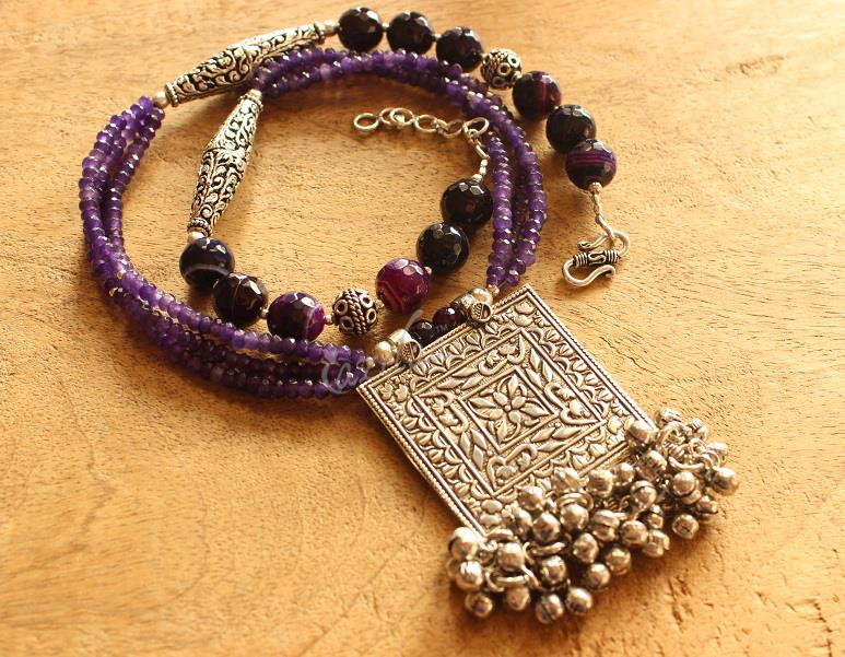 Designer necklace set, Purple necklace set