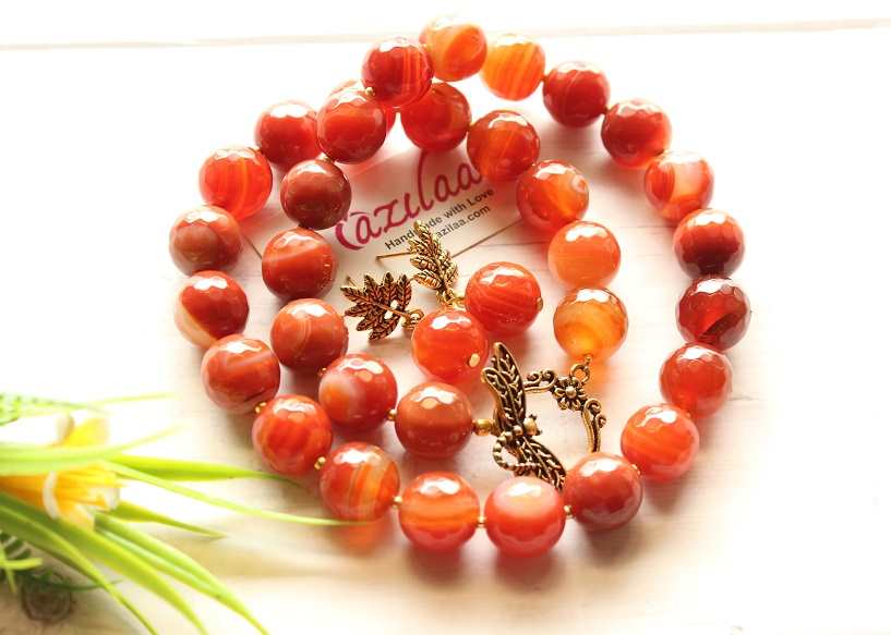 Statement designer agate gemstone beaded  necklace set