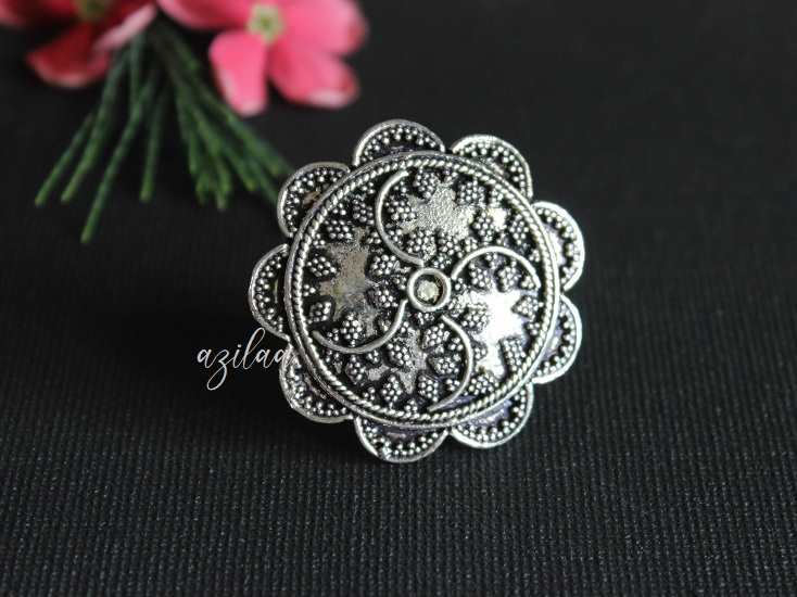 Statement flower Artisan handcrafted Sterling silver ring