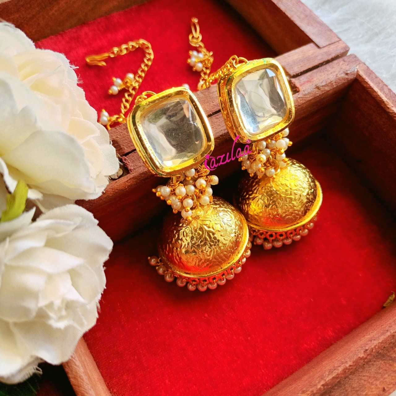Statement kundan Jhumki dangler earrings