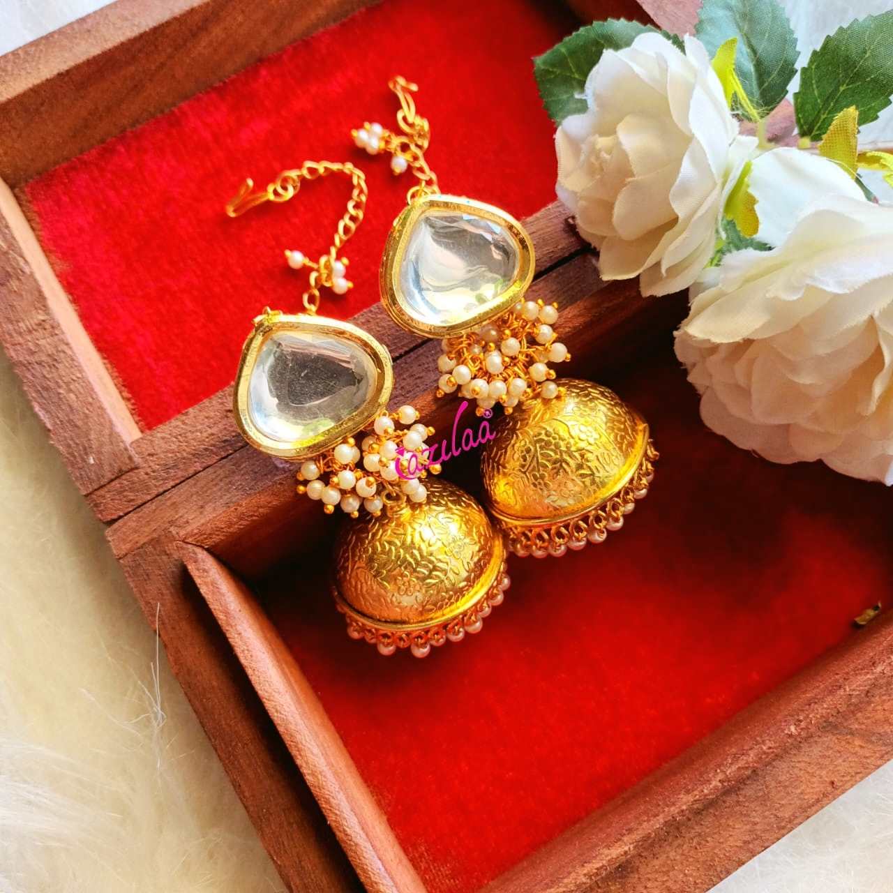 Statement kundan large Jhumki dangler earrings