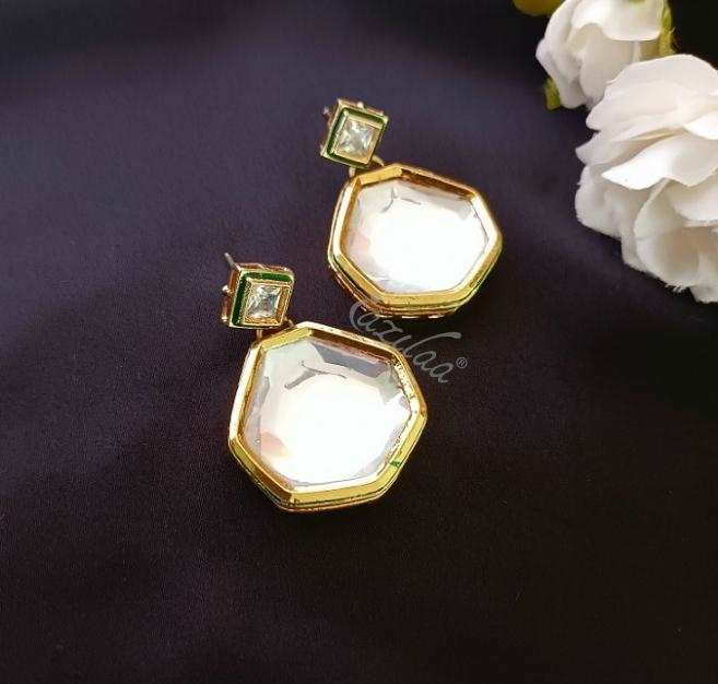 Statement kundan dangler drop earrings