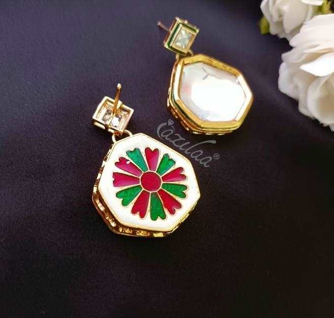 Statement kundan dangler drop earrings