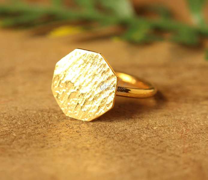 Statement modern 18 Karat yellow gold handmade designer ring