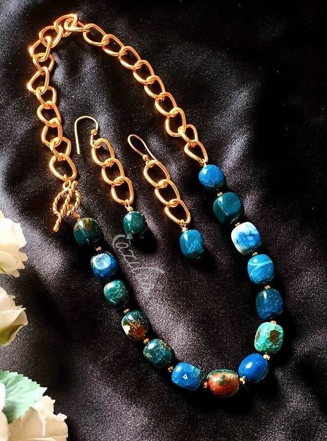 Statement modern chunky gold plated chain link necklace set