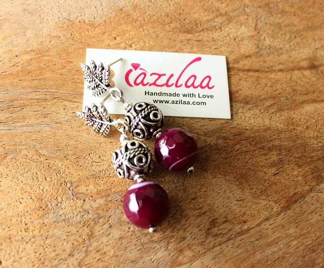 Statement pink purple gemstone handmade necklace set