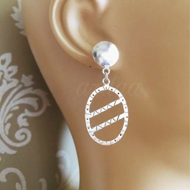 Statement sterling silver geometric designer earrings