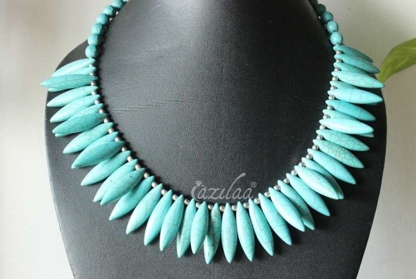 Boho Turquoise Blue Handmade Necklace Set