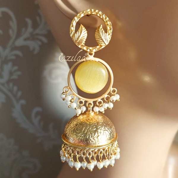 Statement yellow Golden chandelier earrings
