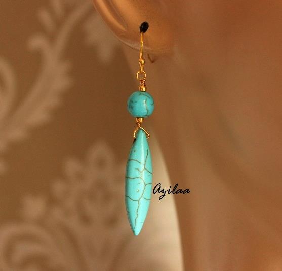 Boho Turquoise necklace and earring set, Blue jewellery set