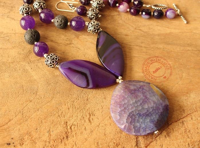 Purple gemstone necklace set