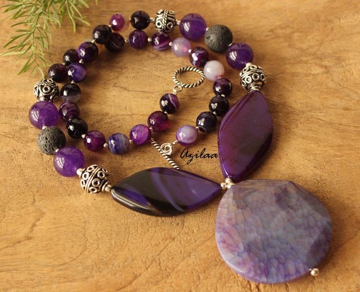 Purple gemstone necklace set