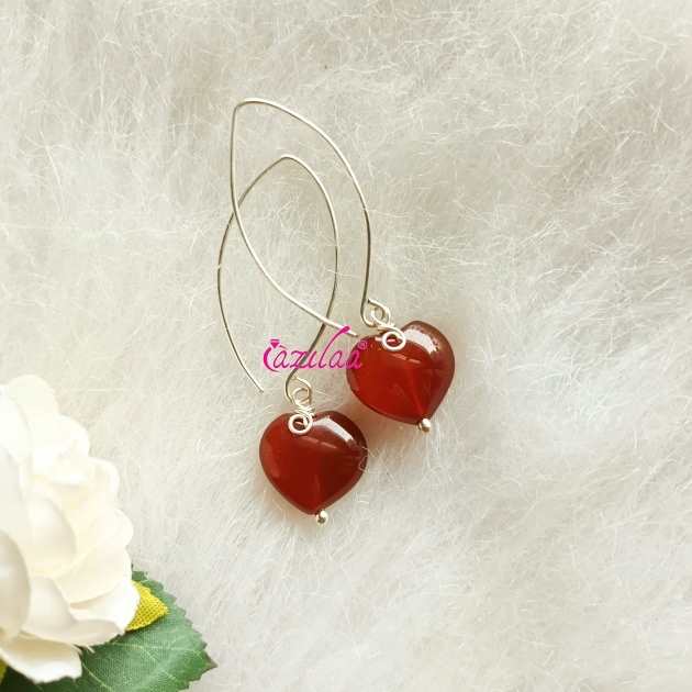 Sterling silver heart gemstone handmade earrings