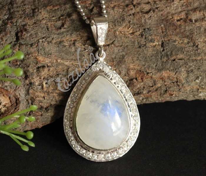 Sterling silver rainbow moonstone handmade Pendant