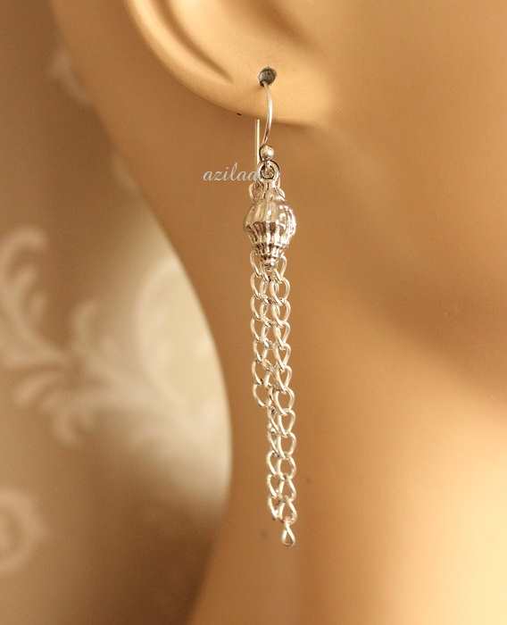 Summer conch charm antique silver designer earrings