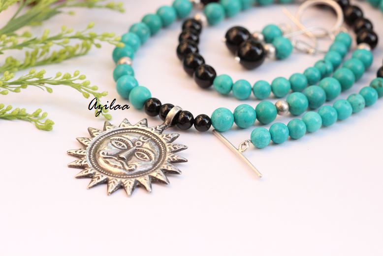 Surya Dev Sun pendant  Sterling silver artisan pendant handmade gemstone necklace