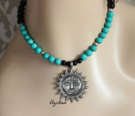 Surya Dev Sun pendant  Sterling silver artisan pendant handmade gemstone necklace