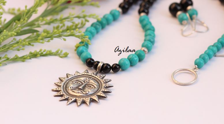 Surya Dev Sun pendant  Sterling silver artisan pendant handmade gemstone necklace