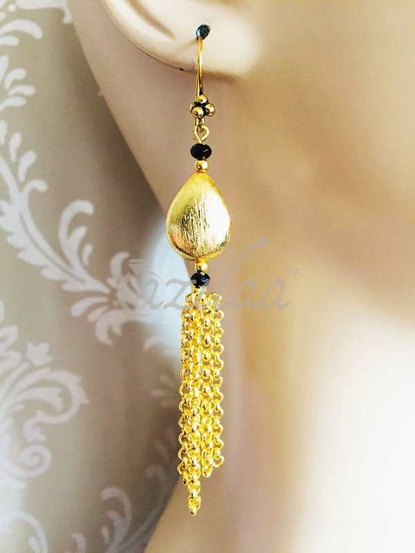 Tassel Gold plated drop handmade long chain earrings