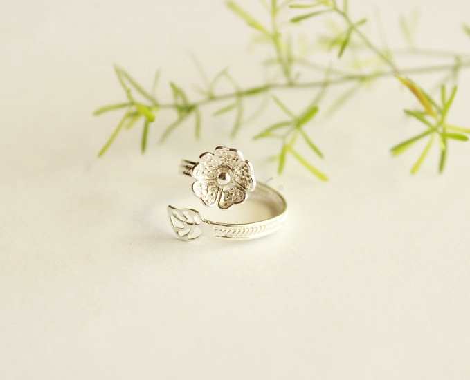 Toe ring adjustable sterling silver artisan handmade