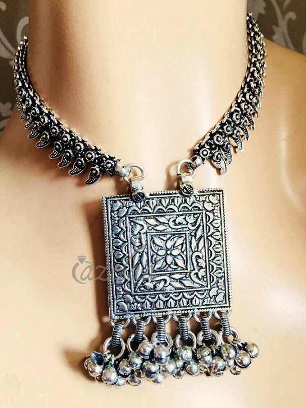 Tribal Statement designer boho pendant necklace earrings set