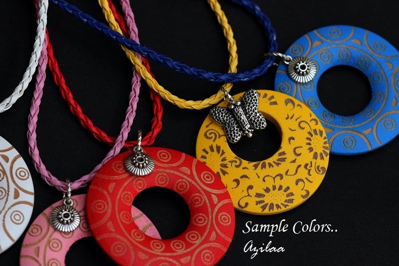 Tribal style Red Pendant cord necklace