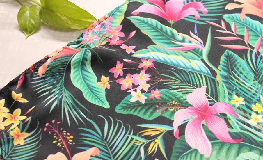 Tropical forest green satin scarf