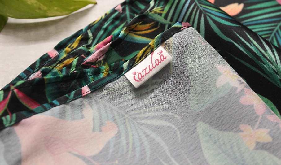 Tropical forest green satin scarf