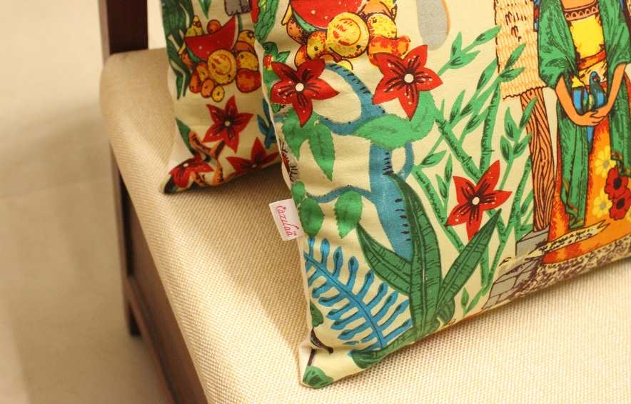 Tropical forest printed cotton handmade cushion covers