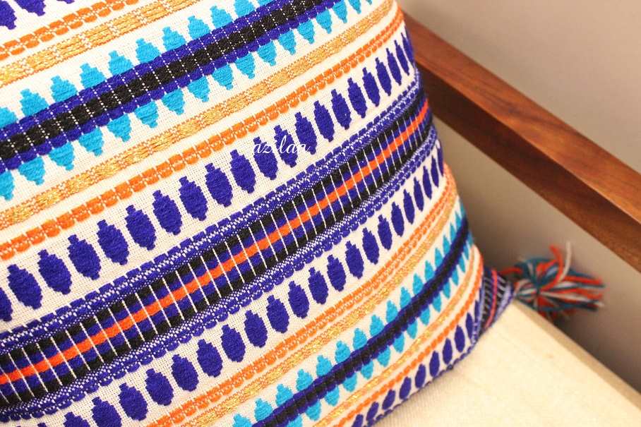 Vibrant Blue handloom handmade cushion cover 1