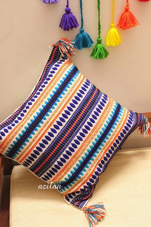 Vibrant Blue handloom handmade cushion cover 1
