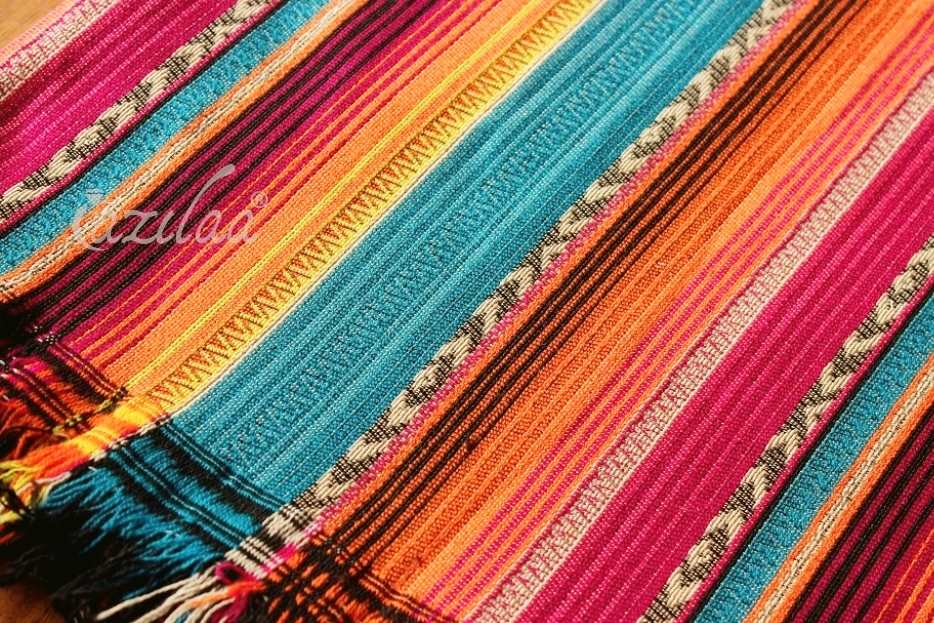 Vibrant bright Handloom pink Blue woven bed cover Queen 1