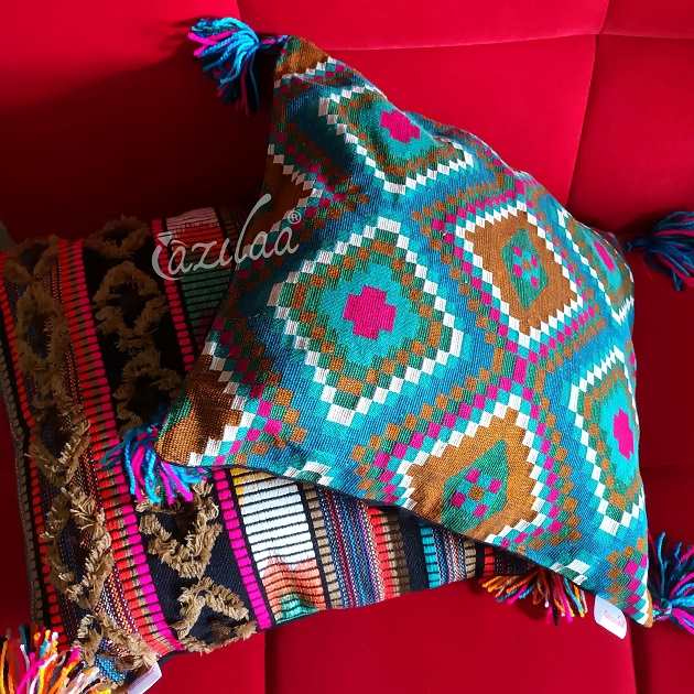 Vibrant multi geometric handloom handmade cushion covers 02