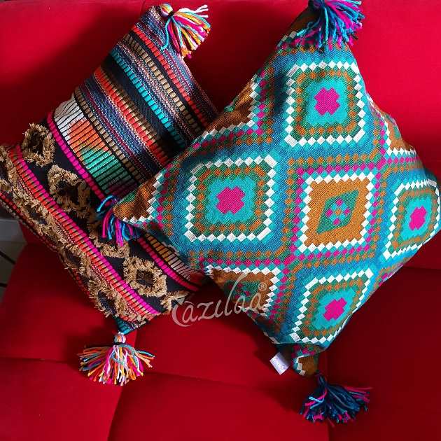 Vibrant multi geometric handloom handmade cushion covers 02