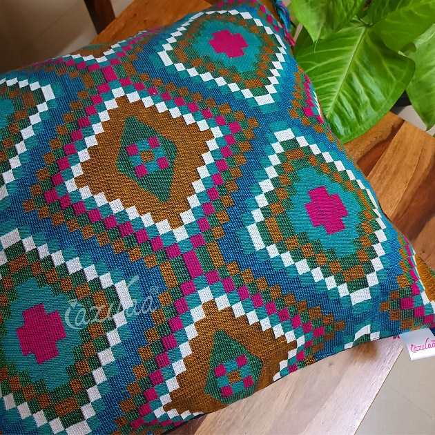 Vibrant multi geometric handloom handmade cushion covers 02