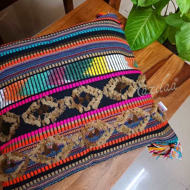 Vibrant multi geometric handloom handmade cushion covers 02