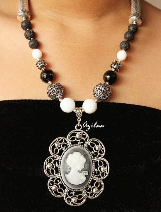 Vintage style pendant necklace, Designer beaded jewellery