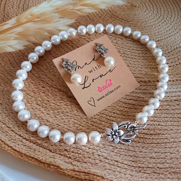 Vintage style white pearl necklace pearl necklace set